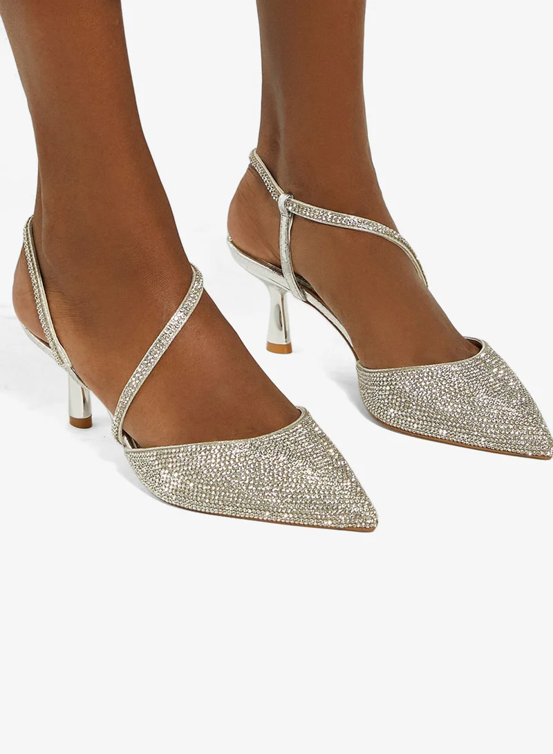 ديون لندن حذاء بكعب متوسط بحزام للكاحل ومقدمة مدببة